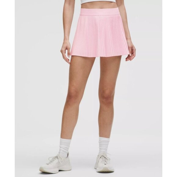 Varsity High-Rise Pleated Tennis Skirt - Pink Organza - Picture 1 of 5